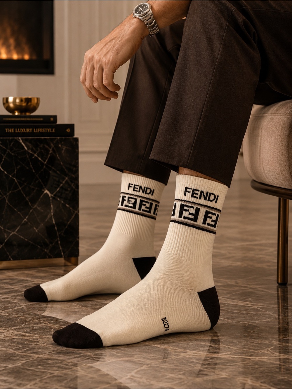 Luxury Fendi Crew Socks